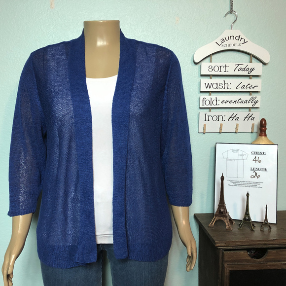 Eileen Fisher Sweaters - Eileen Fisher Blue Loose Knit Cardigan Sweater 2X